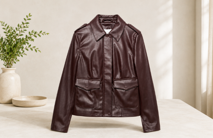 Faux Leather Harrington Jacket